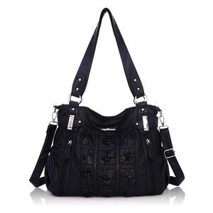 2648 Large Purses Soft PU Leather Hobo Bag Shoulder Bag Black